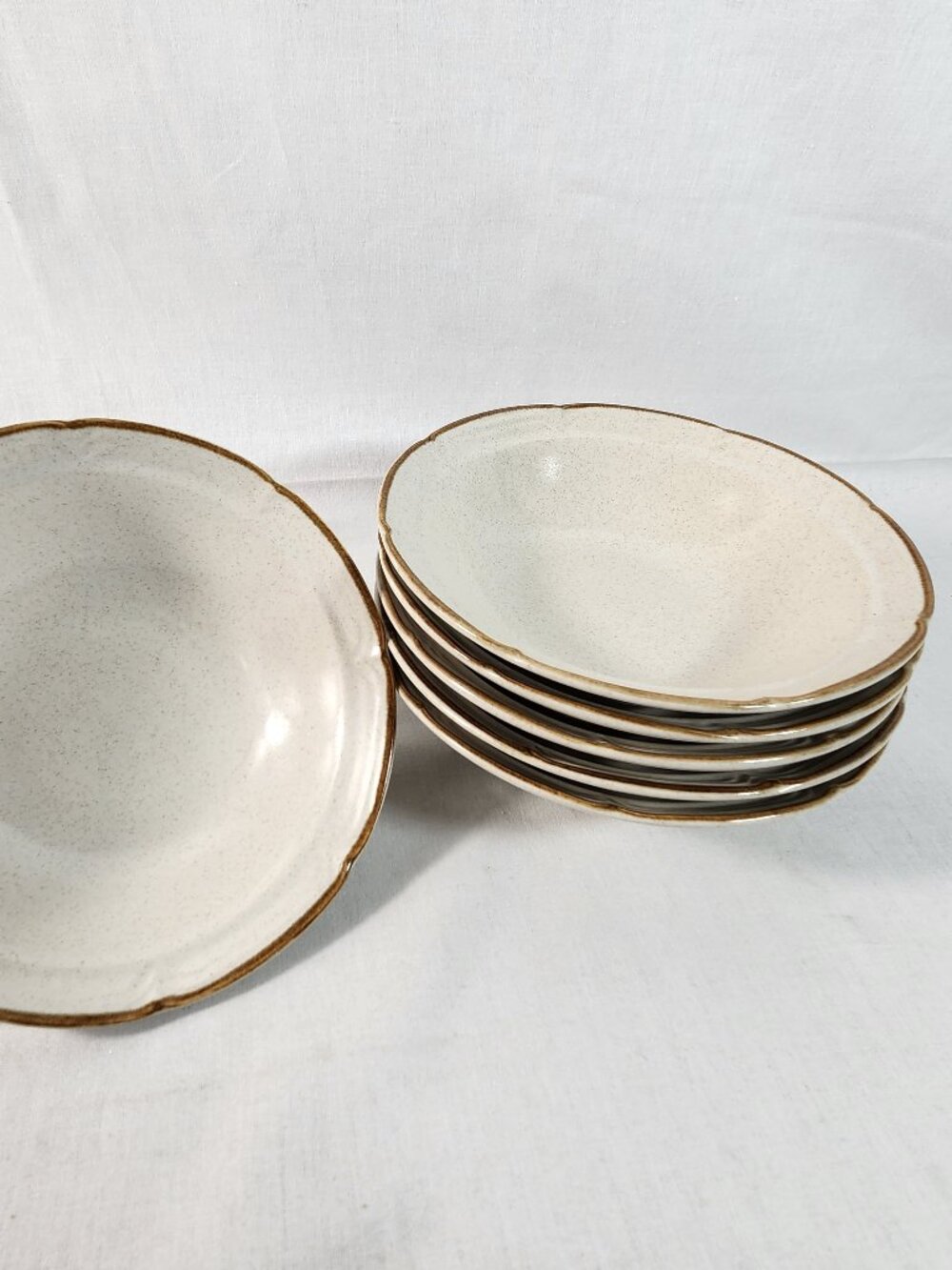 Baroque Hearthside Stoneware Japan 6.5 Inch Cereal Salad Bowls 6 Piece Set Vtg - Picture 2 of 11